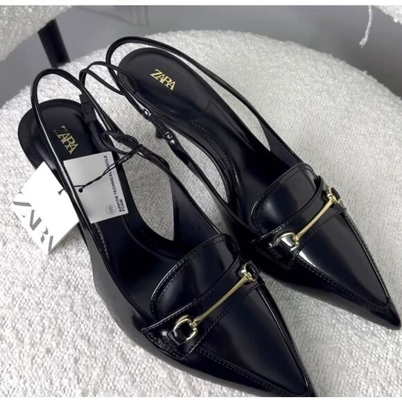 ZARA Black Embellished Slingback Shoes NWT | Blogger Favorite - Picture 7 of 17